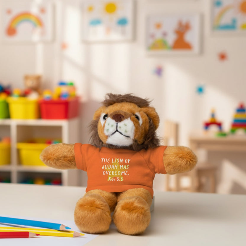 Christian Lion Stuffed Animals with Bible Verse Tees | Revelation 5:5