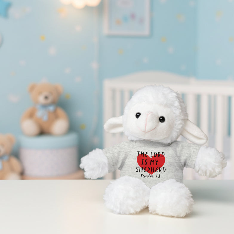 Christian Lamb Stuffed Animals with Bible Verse Tees | Psalm 23