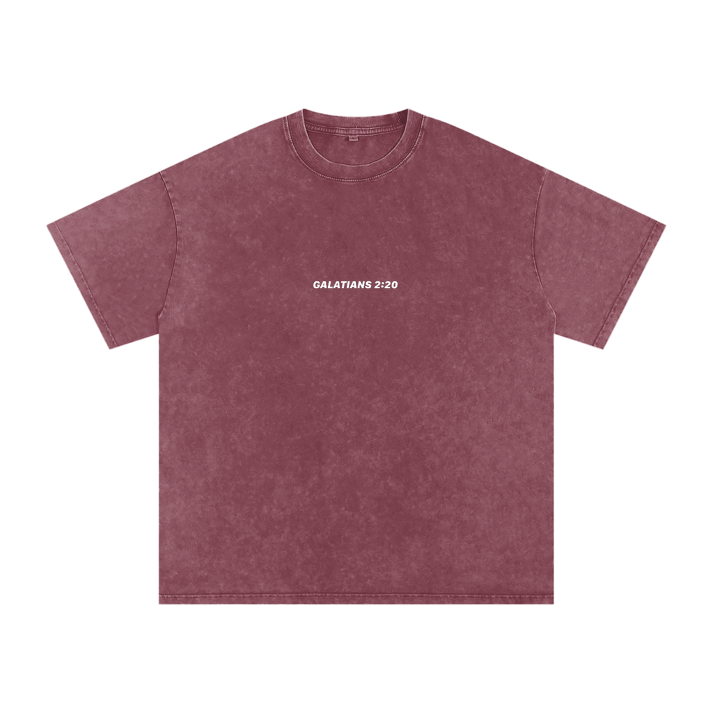 Galatians 2:20 “Crucified With Christ” Vintage Washed Oversized Cotton T-Shirt
