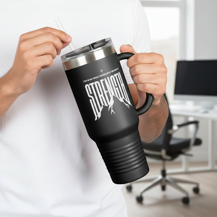 Philippians 4:13 "Strength" 40oz Insulated Travel Mug
