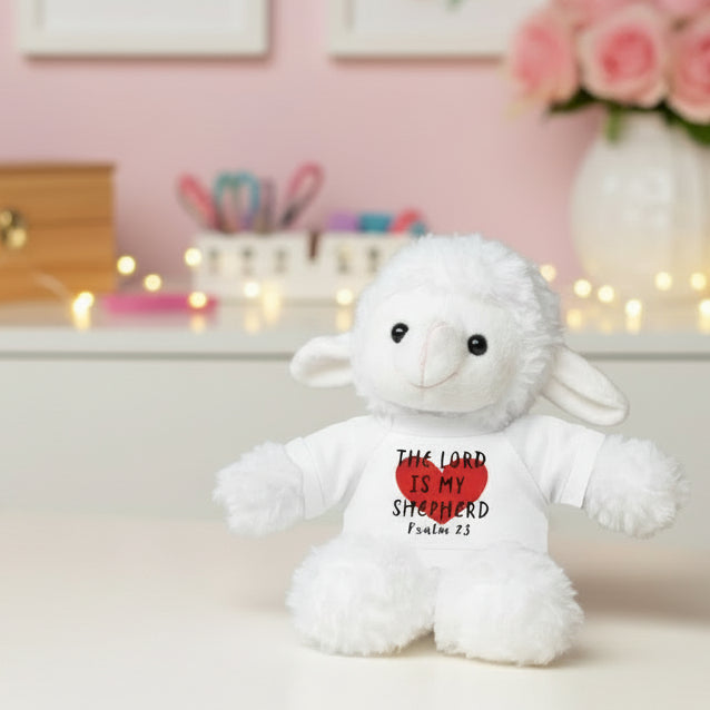 Christian Lamb Stuffed Animals with Bible Verse Tees | Psalm 23