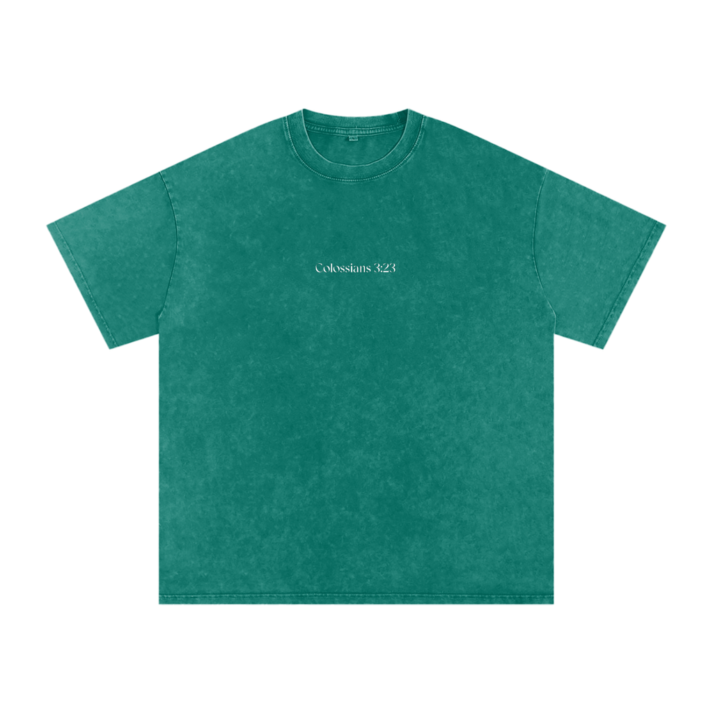 Colossians 3:23 "Work Heartily" Vintage Washed Oversized Cotton T-Shirt