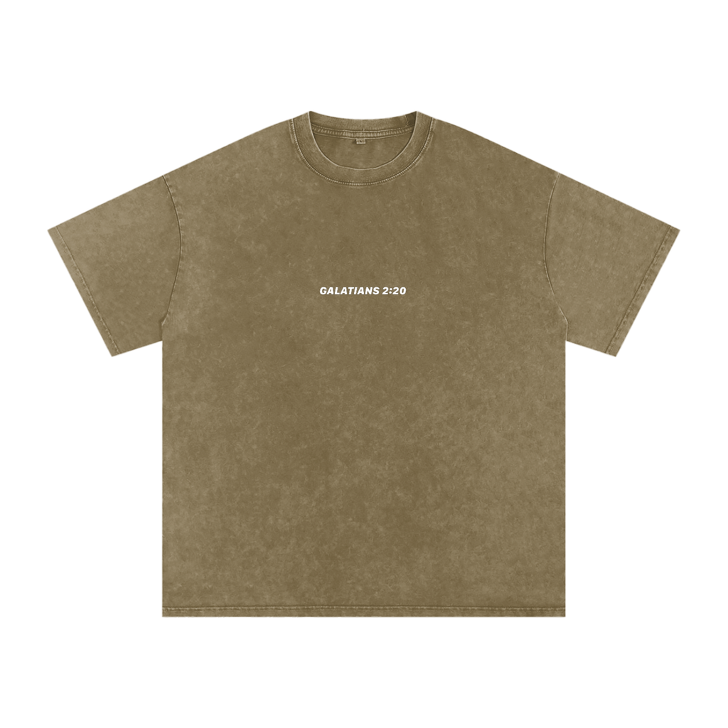 Galatians 2:20 “Crucified With Christ” Vintage Washed Oversized Cotton T-Shirt