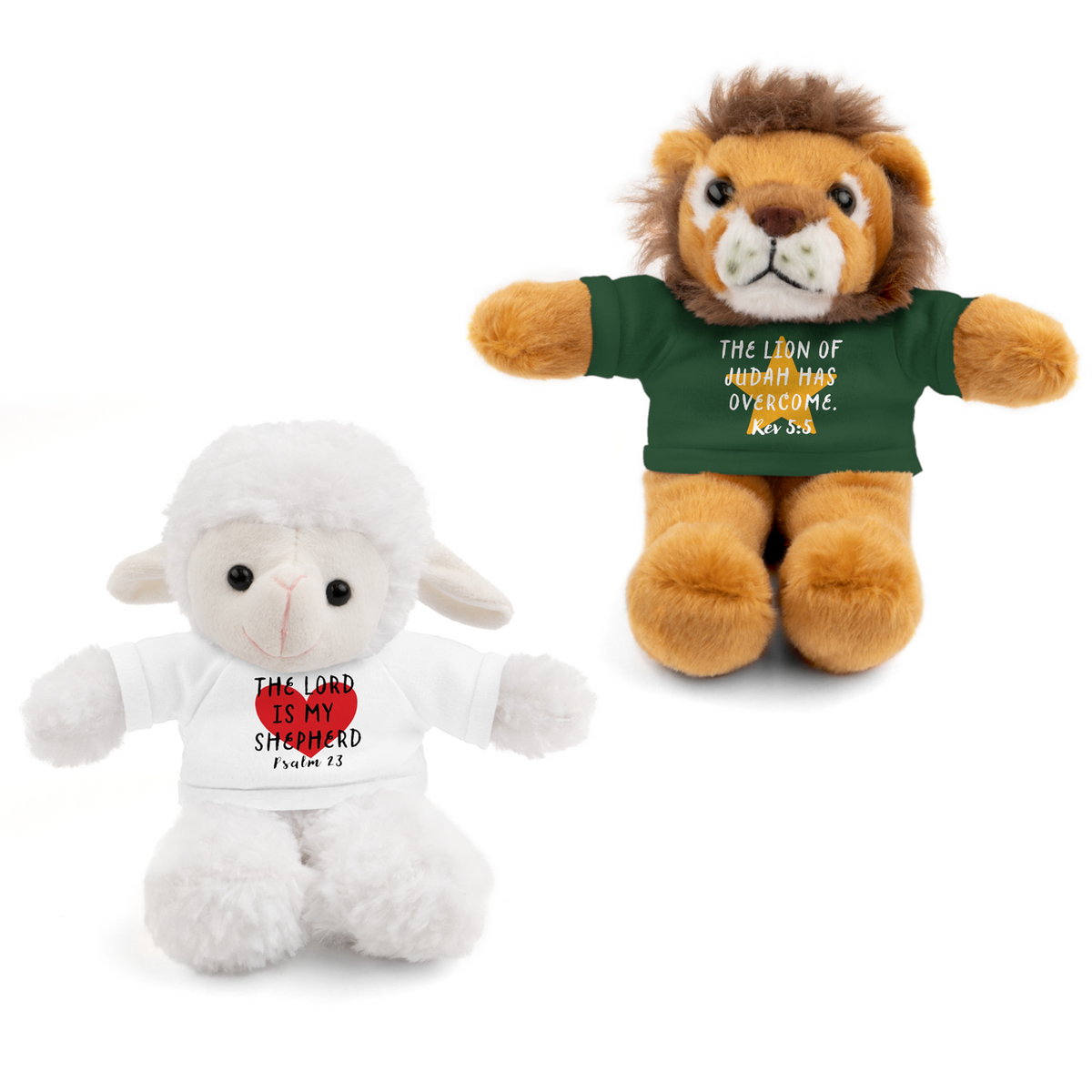 Christian Lamb Stuffed Animals with Bible Verse Tees | Psalm 23