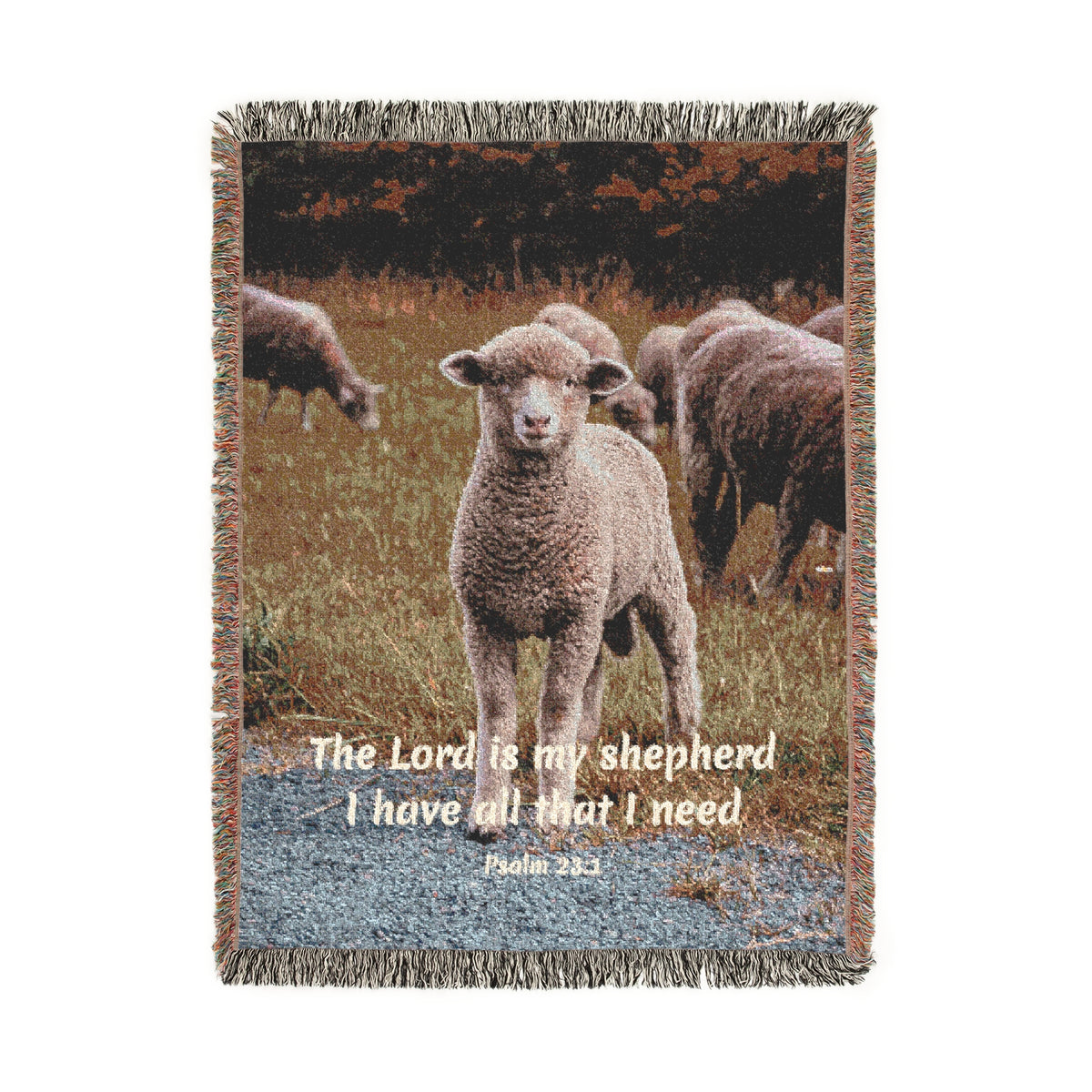 Woven Blanket — 'The Lord is My Shepherd' Retro Throw