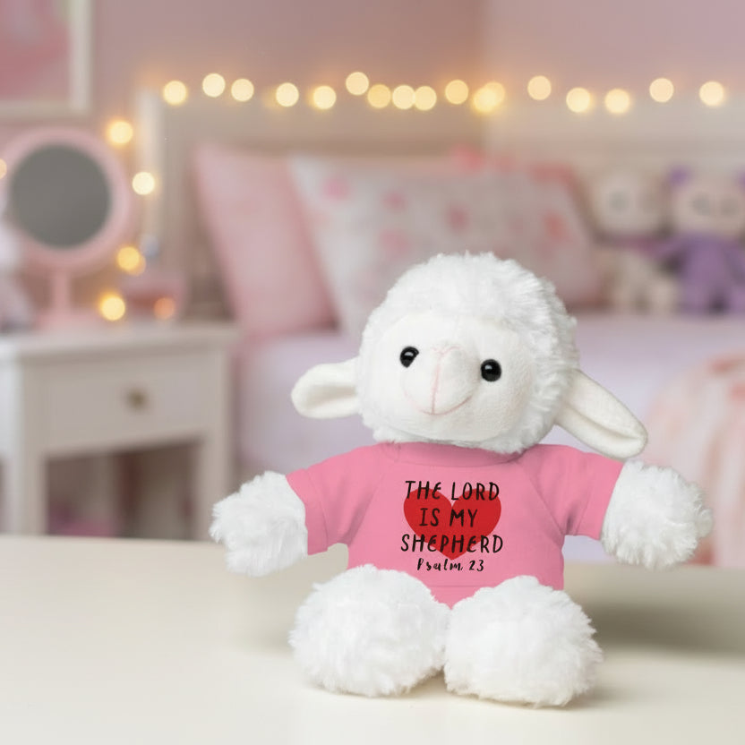 Christian Lamb Stuffed Animals with Bible Verse Tees | Psalm 23