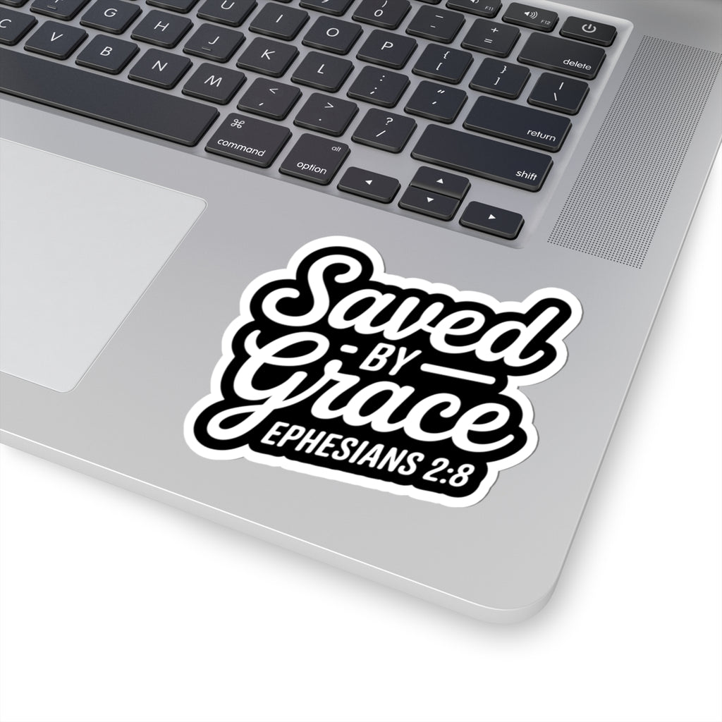 Ephesians 2:8 Inspirational Kiss-Cut Stickers, Faith-Based Decal, Bible Verse Stickers, Motivational Laptop Stickers, Christian Gift Ideas