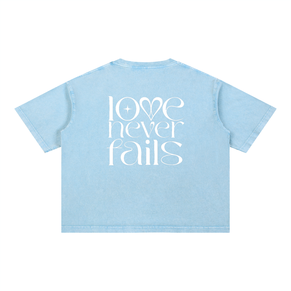 1 Corinthians 13:8 “Love Never Fails” Mineral-Wash Boxy Cotton T-Shirt
