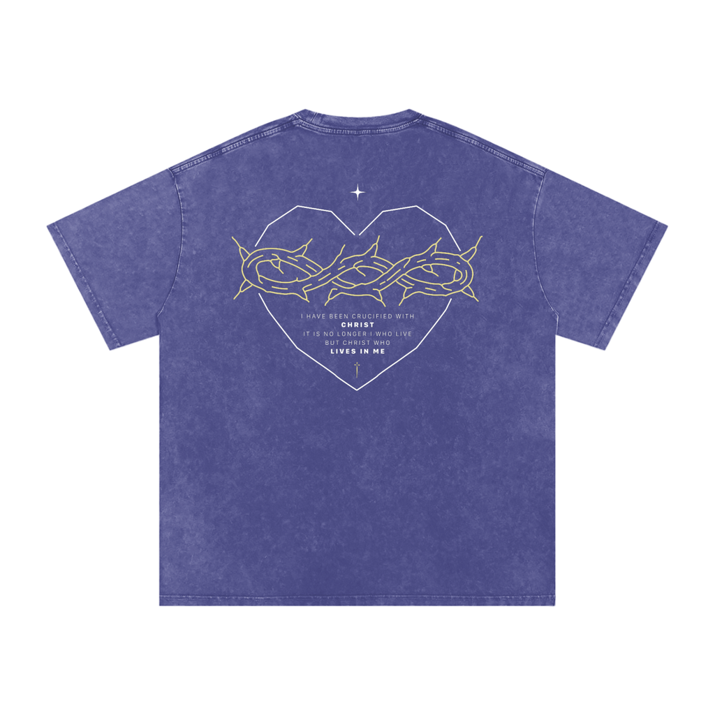 Galatians 2:20 “Crucified With Christ” Vintage Washed Oversized Cotton T-Shirt