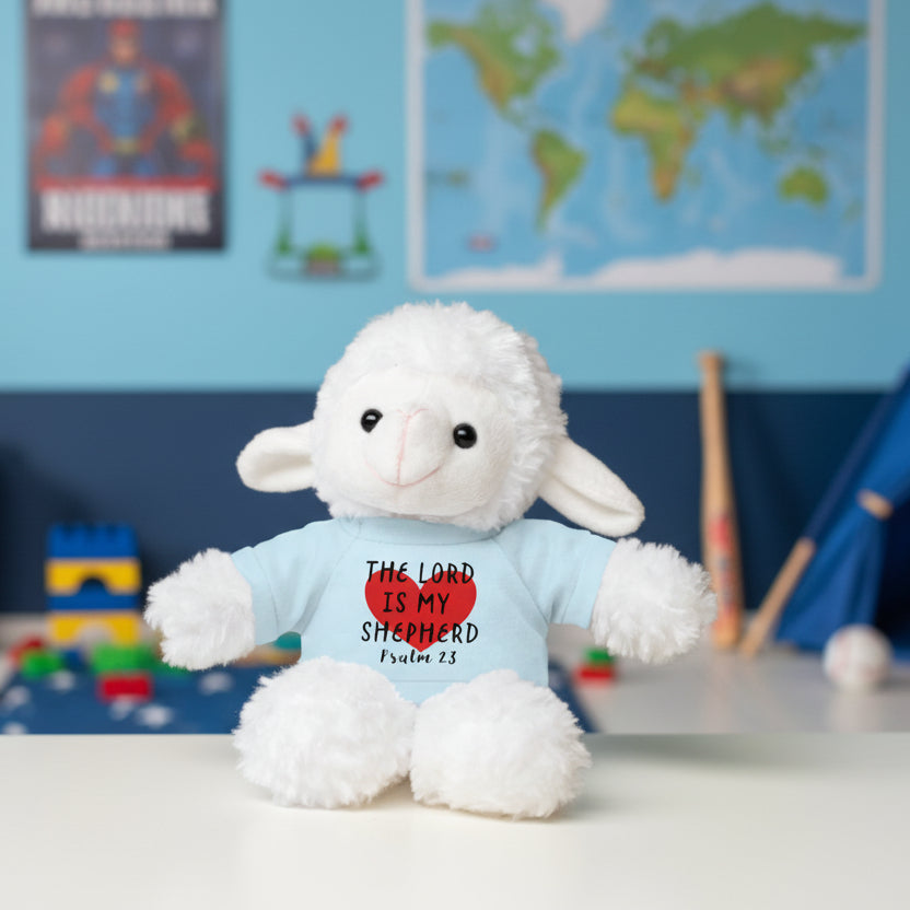 Christian Lamb Stuffed Animals with Bible Verse Tees | Psalm 23