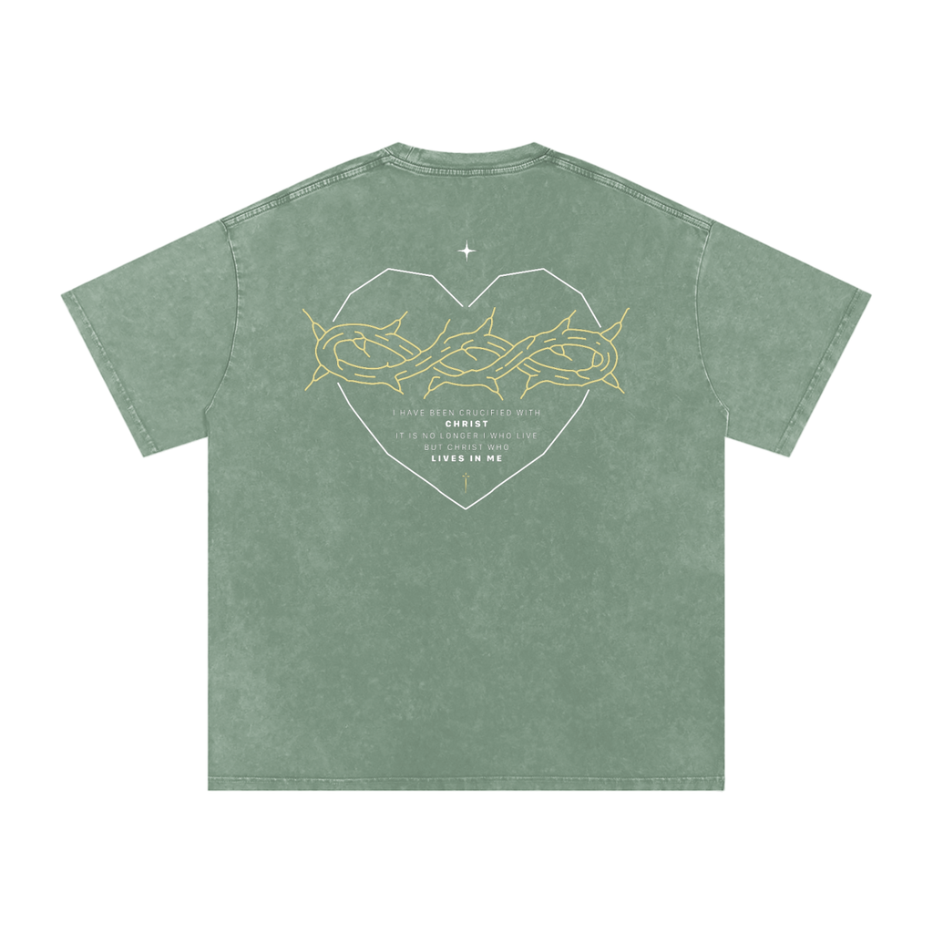 Galatians 2:20 “Crucified With Christ” Vintage Washed Oversized Cotton T-Shirt