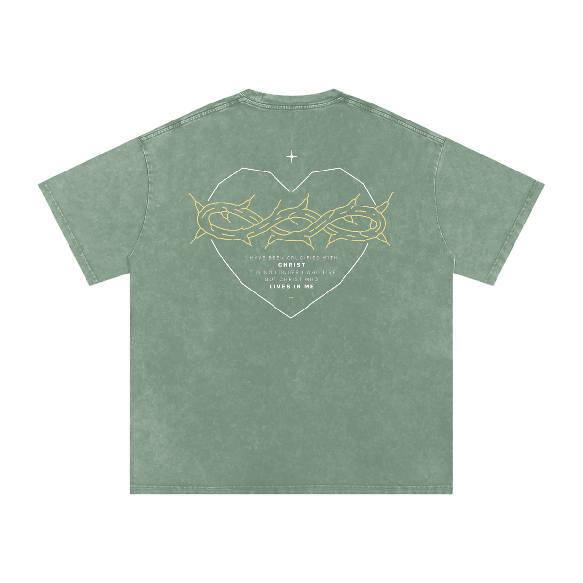Galatians 2:20 “Crucified With Christ” Vintage Washed Oversized Cotton T-Shirt