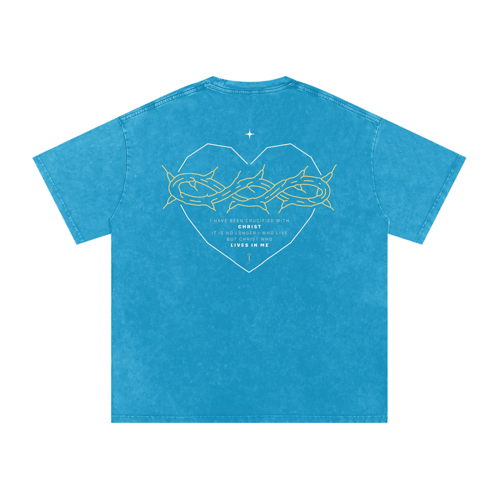 Galatians 2:20 “Crucified With Christ” Vintage Washed Oversized Cotton T-Shirt