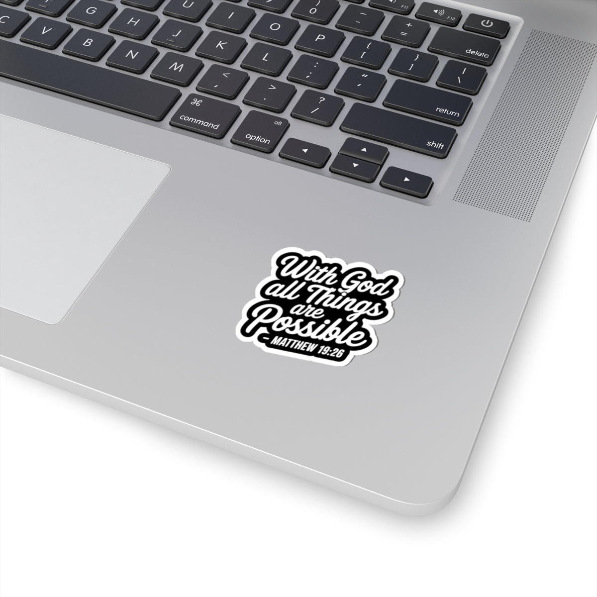 Matthew 19:26 Inspirational Kiss-Cut Stickers, Faith-Based Decal, Bible Verse Stickers, Motivational Laptop Stickers, Christian Gift Ideas