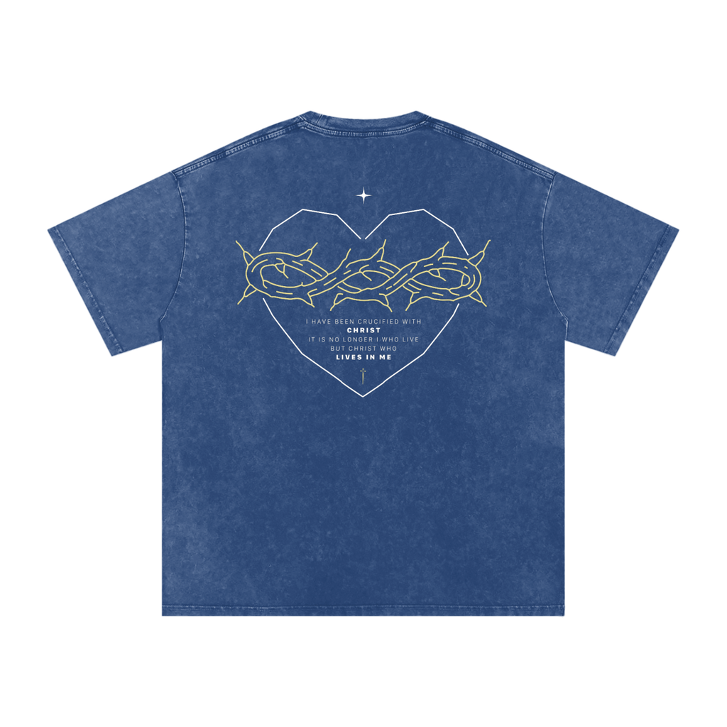 Galatians 2:20 “Crucified With Christ” Vintage Washed Oversized Cotton T-Shirt