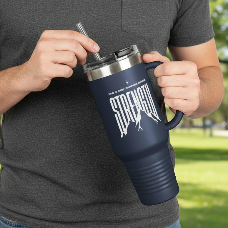 Philippians 4:13 "Strength" 40oz Insulated Travel Mug