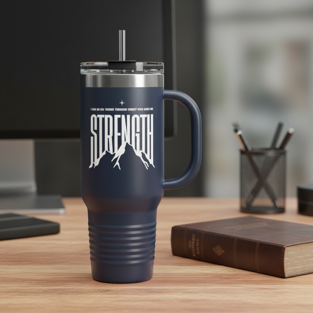 Philippians 4:13 "Strength" 40oz Insulated Travel Mug