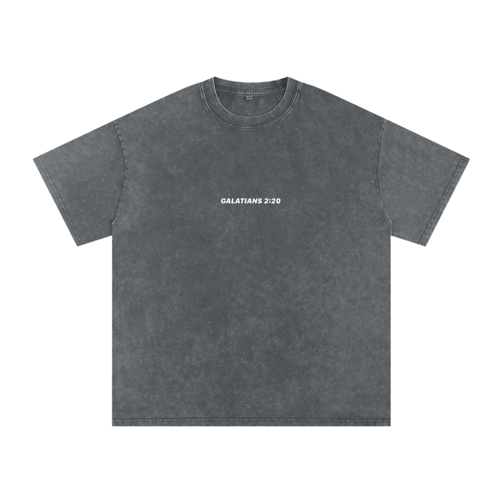 Galatians 2:20 “Crucified With Christ” Vintage Washed Oversized Cotton T-Shirt