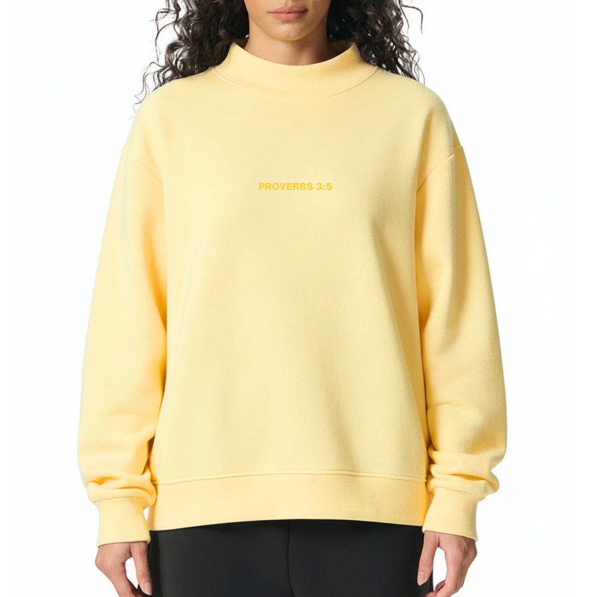 Proverbs 3:5 “Trust the Lord With All Your Heart” Oversized Fleece Mockneck Sweatshirt