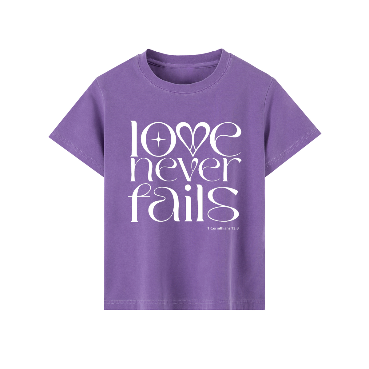 1 Corinthians 13:8 “Love Never Fails” Vintage-Wash Slim Fit T-Shirt