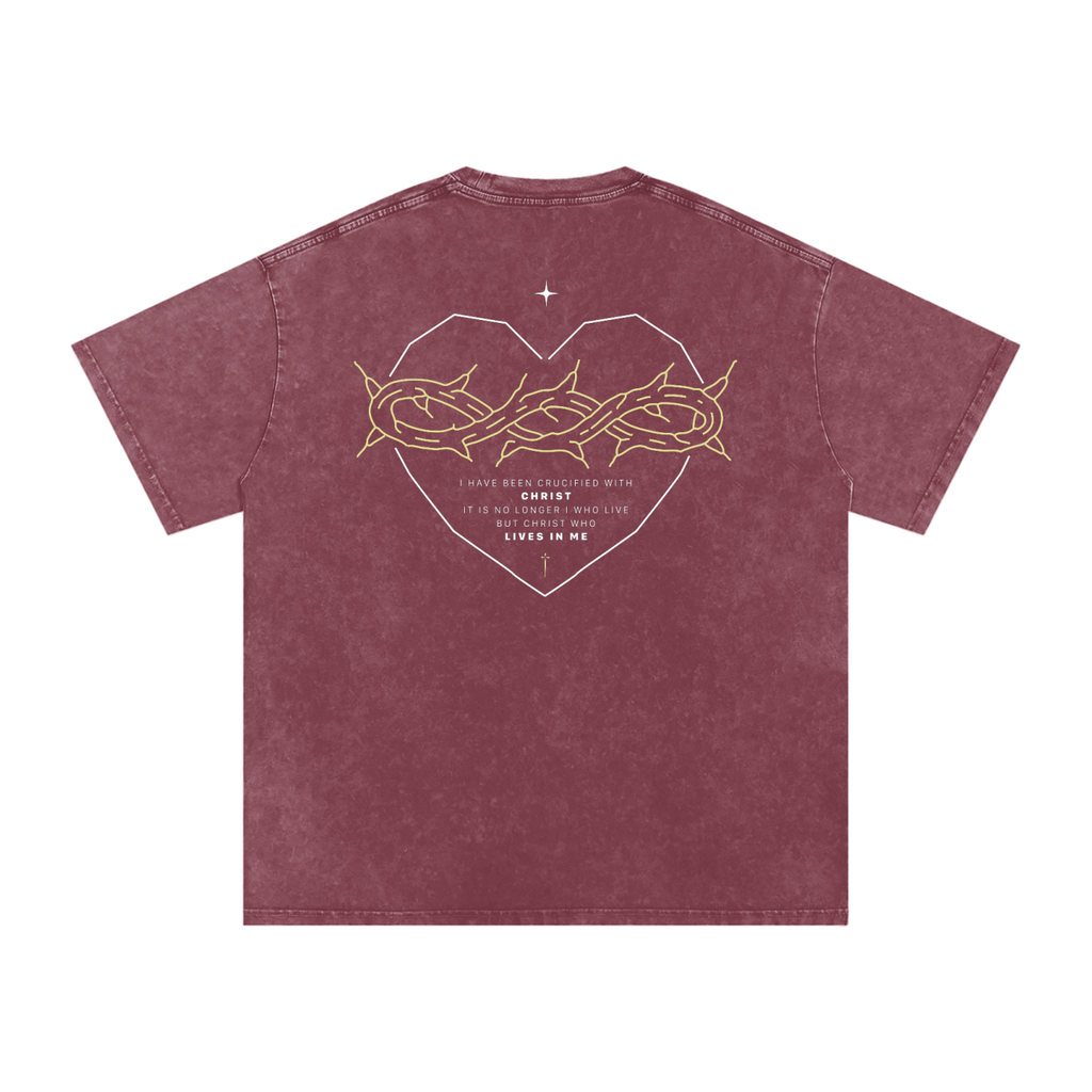 Galatians 2:20 “Crucified With Christ” Vintage Washed Oversized Cotton T-Shirt