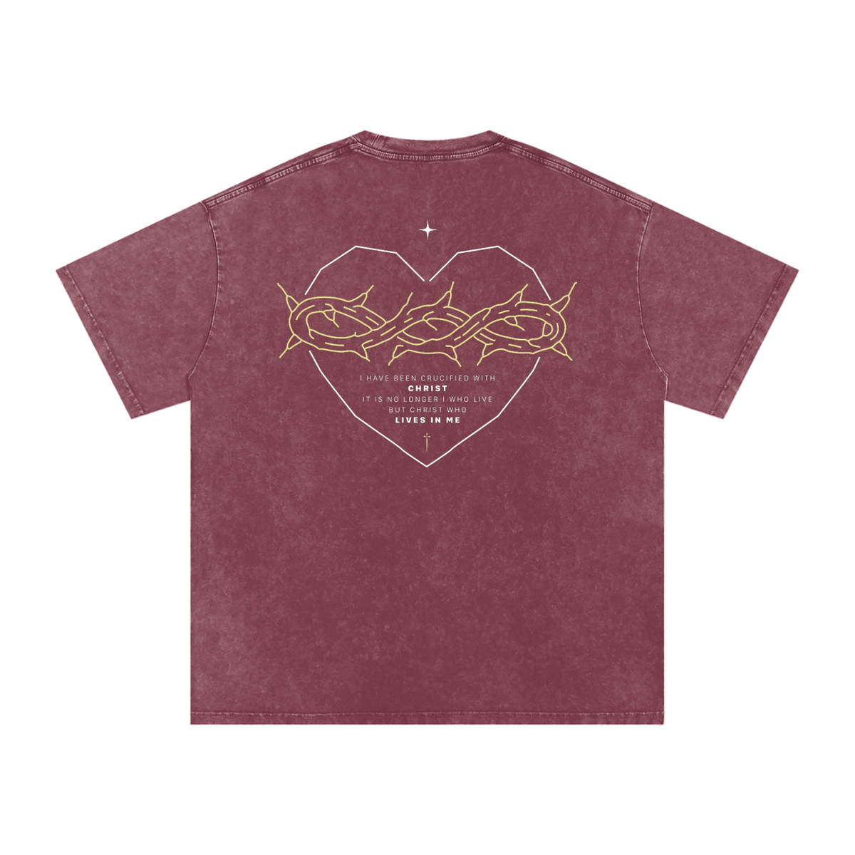 Galatians 2:20 “Crucified With Christ” Vintage Washed Oversized Cotton T-Shirt