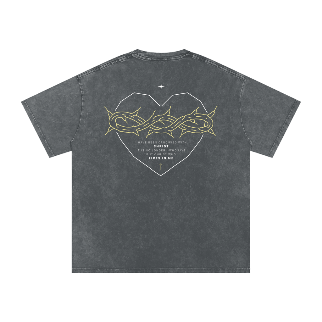 Galatians 2:20 “Crucified With Christ” Vintage Washed Oversized Cotton T-Shirt