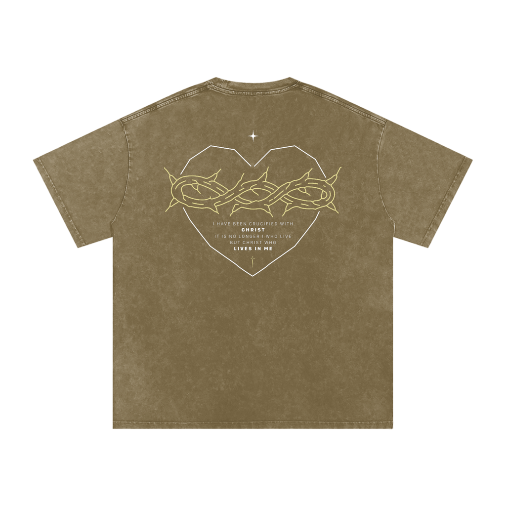 Galatians 2:20 “Crucified With Christ” Vintage Washed Oversized Cotton T-Shirt