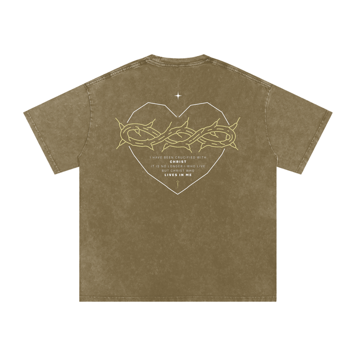Galatians 2:20 “Crucified With Christ” Vintage Washed Oversized Cotton T-Shirt