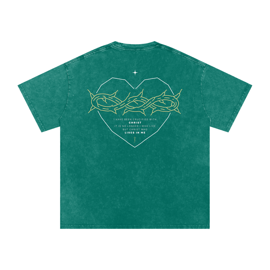 Galatians 2:20 “Crucified With Christ” Vintage Washed Oversized Cotton T-Shirt