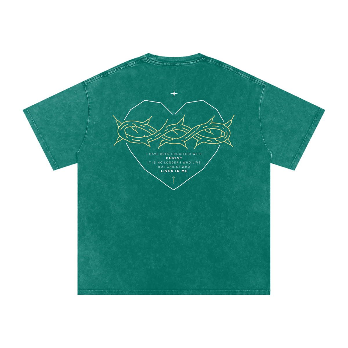 Galatians 2:20 “Crucified With Christ” Vintage Washed Oversized Cotton T-Shirt