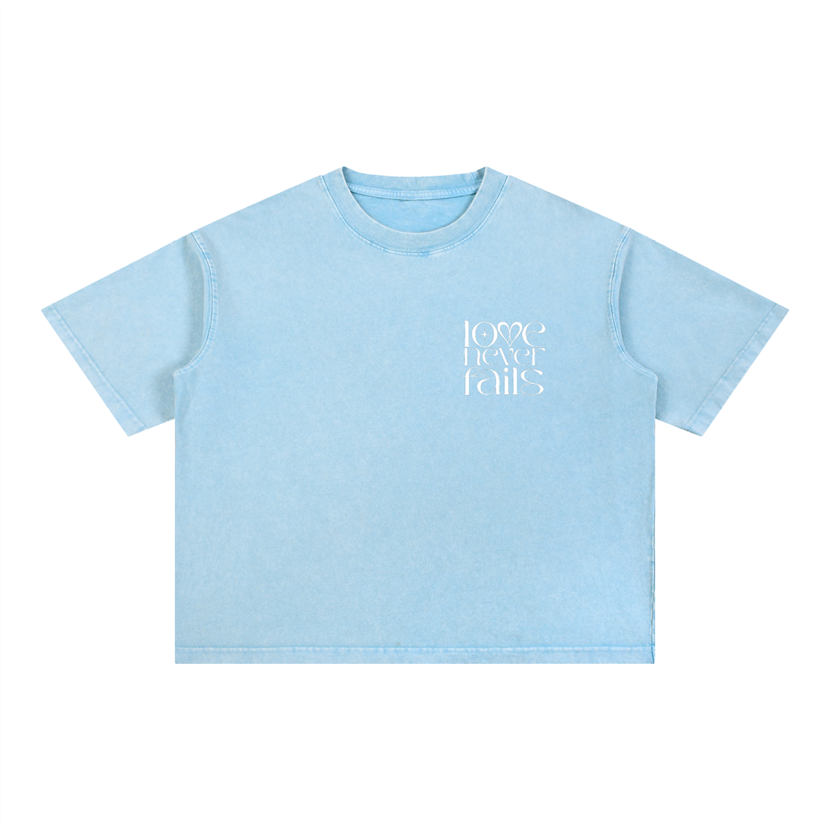 1 Corinthians 13:8 “Love Never Fails” Mineral-Wash Boxy Cotton T-Shirt