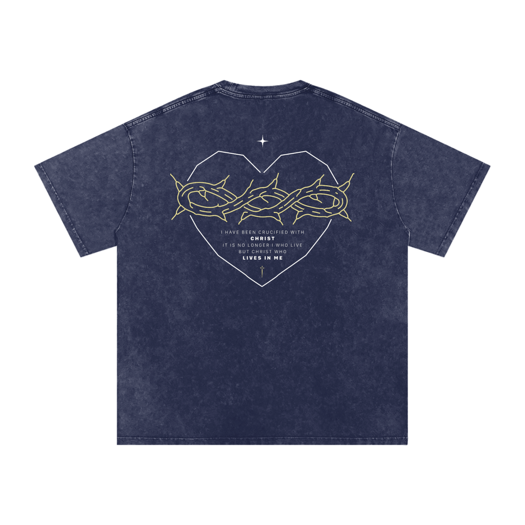 Galatians 2:20 “Crucified With Christ” Vintage Washed Oversized Cotton T-Shirt