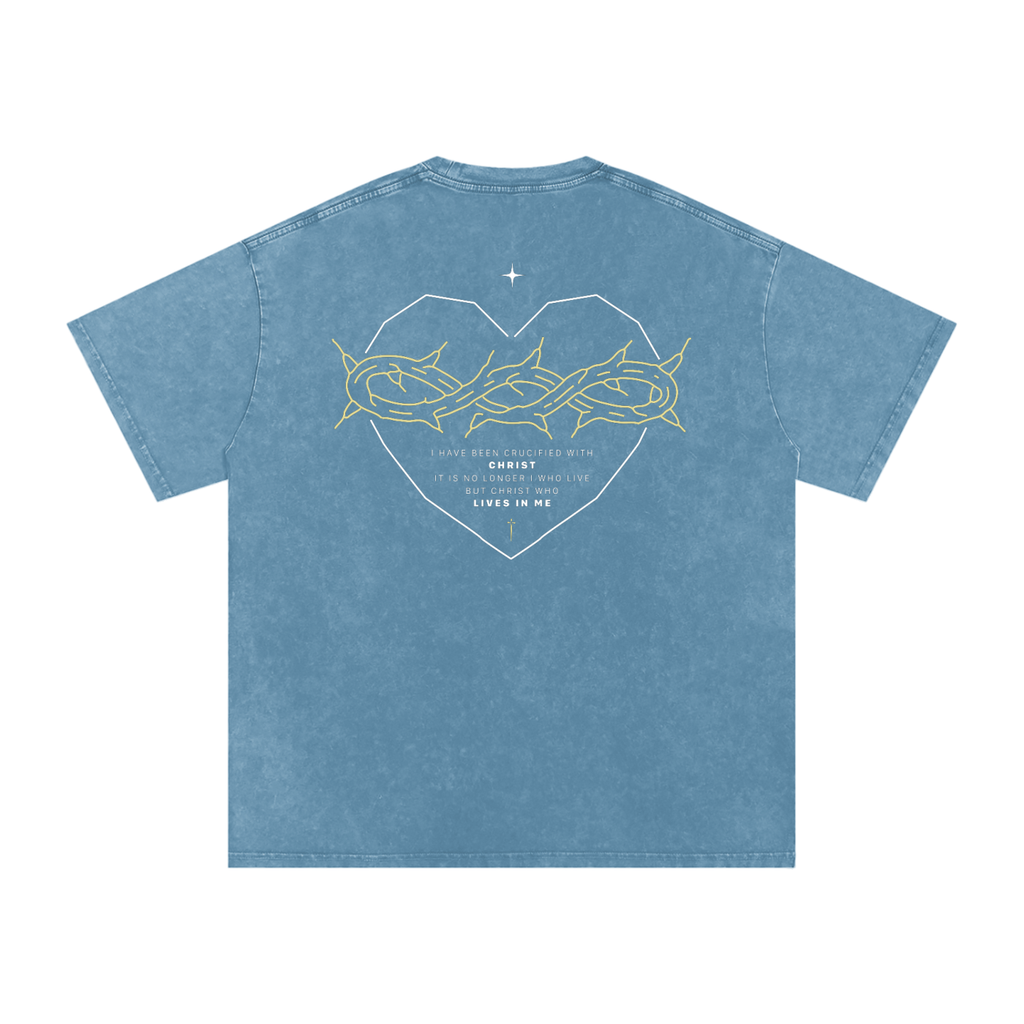 Galatians 2:20 “Crucified With Christ” Vintage Washed Oversized Cotton T-Shirt