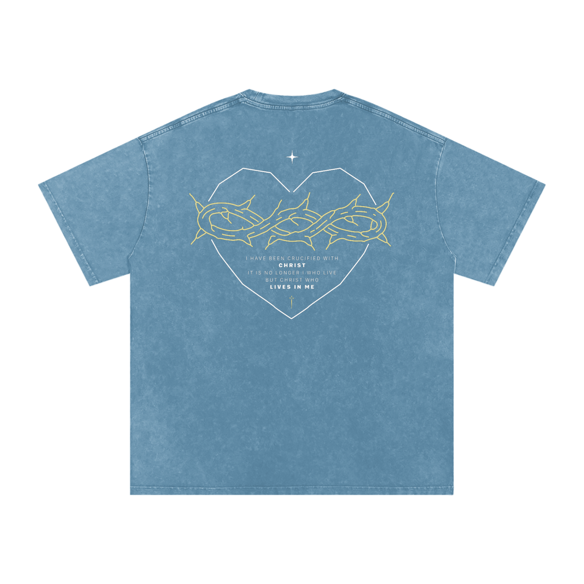 Galatians 2:20 “Crucified With Christ” Vintage Washed Oversized Cotton T-Shirt